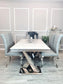 New Xavia Marble Dining Table With Silver Legs 1.8m