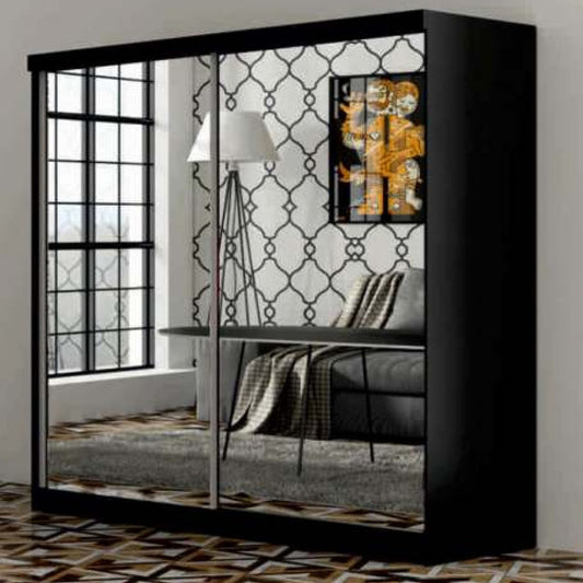 Queen Sliding 2 Door Wardrobe With Mirror Doors