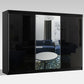 Vikas 3 Door Sliding Wardrobe With Mirror In Black Color 250cm