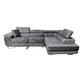 Nevada Grey Corner Sofabed Velour Fabric With Ottoman Storage And Adjustable Headrests With Chrome Legs