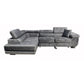 Nevada Grey Corner Sofabed Velour Fabric With Ottoman Storage And Adjustable Headrests With Chrome Legs
