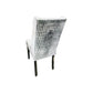 Kyoto Dining Chair Velvet Fabric Tufted Front Silver Color With Chrome Legs (Set Of 2 Chairs)
