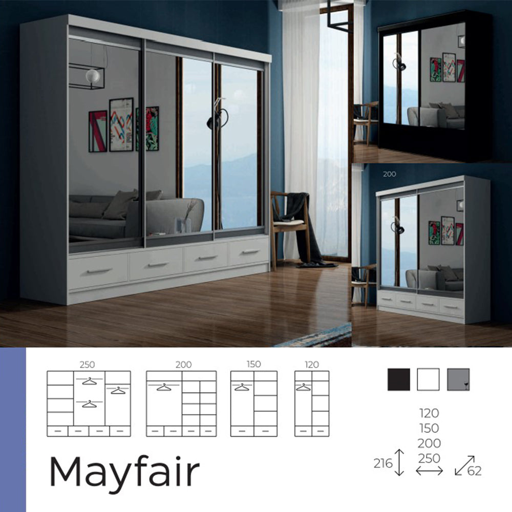 New Mayfair Mirrored Sliding Door Wardrobe